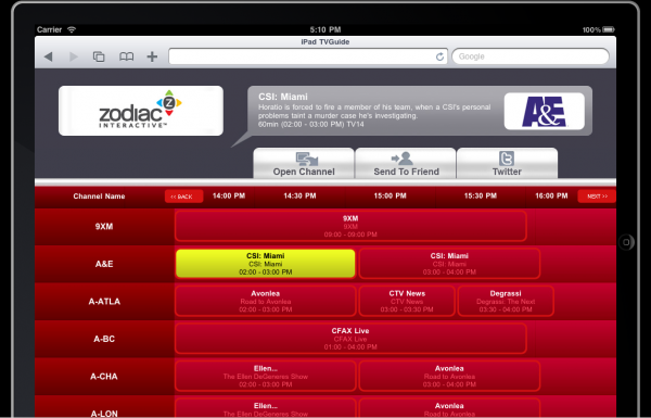 Apple iPad TV Guide Remote STB control