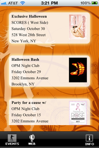 iPhone Web Site Events Listing App